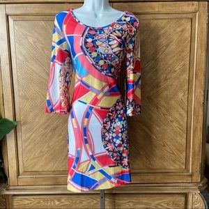 Multicolor floral Geo Print Bodycon shift dress